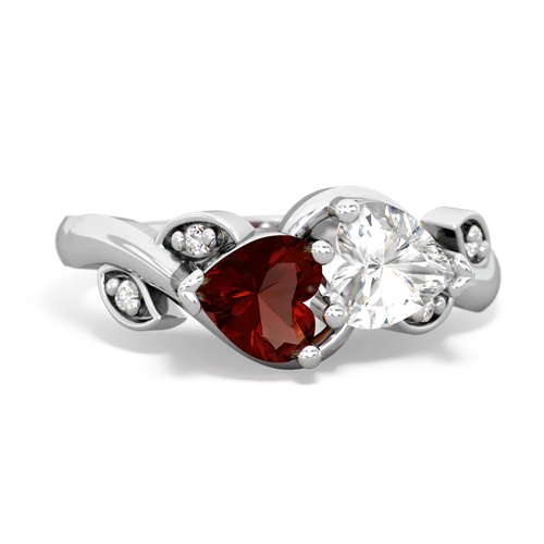 garnet-white topaz floral keepsake ring