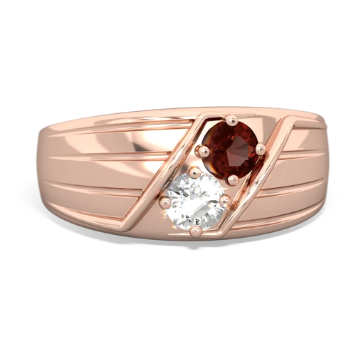 Garnet Genuine Garnet with Genuine White Topaz Art Deco Men's ring Ring