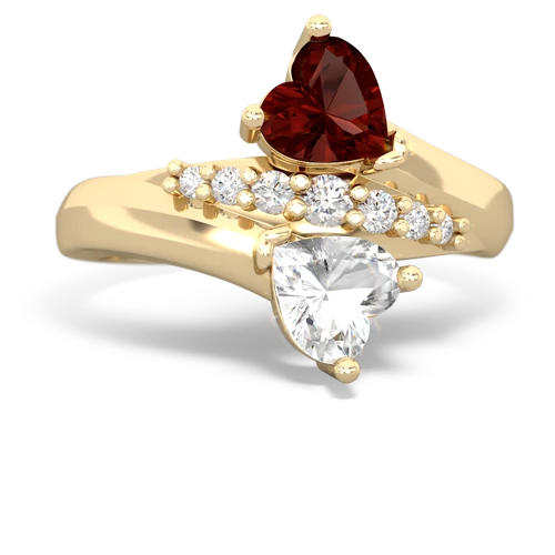 garnet-white topaz modern ring