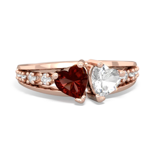 garnet-white topaz modern ring