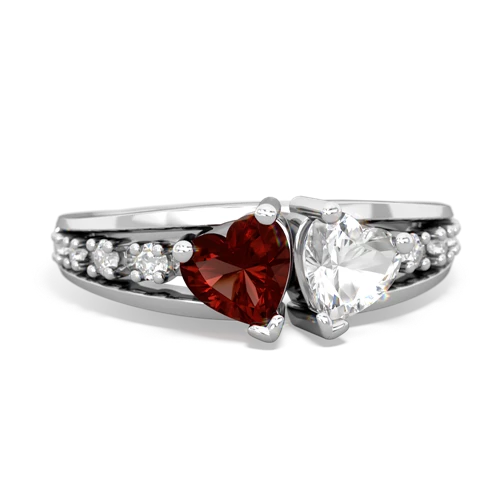 garnet-white topaz modern ring