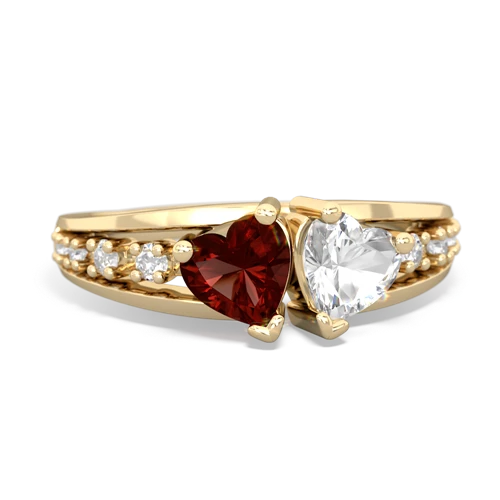 garnet-white topaz modern ring