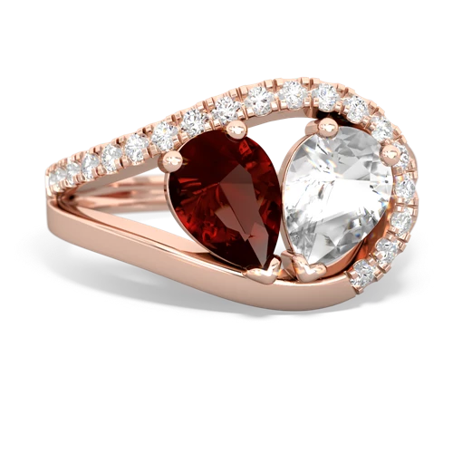 garnet-white topaz pave heart ring