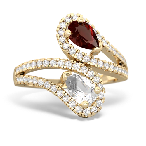 garnet-white topaz pave swirls ring