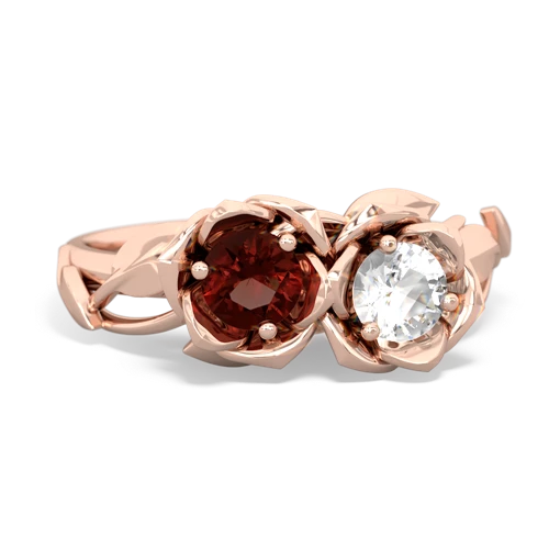 garnet-white topaz roses ring