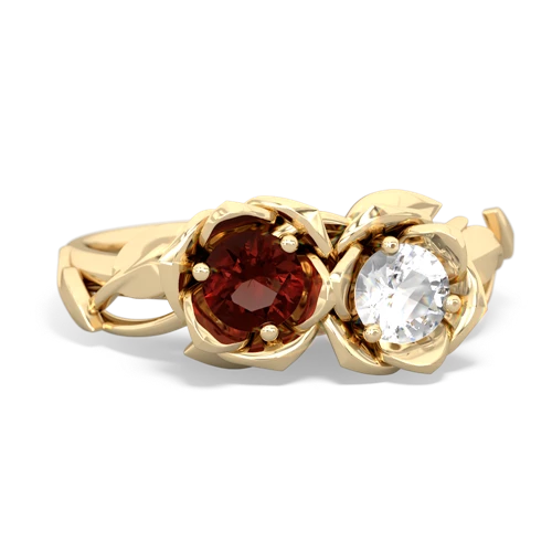 garnet-white topaz roses ring