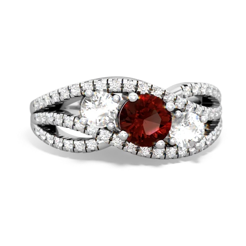 garnet-white topaz three stone pave ring