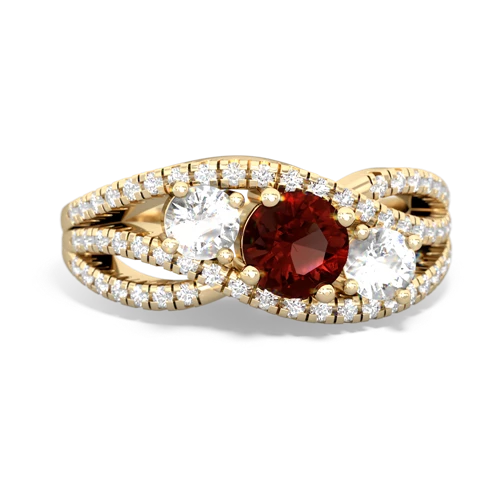 garnet-white topaz three stone pave ring