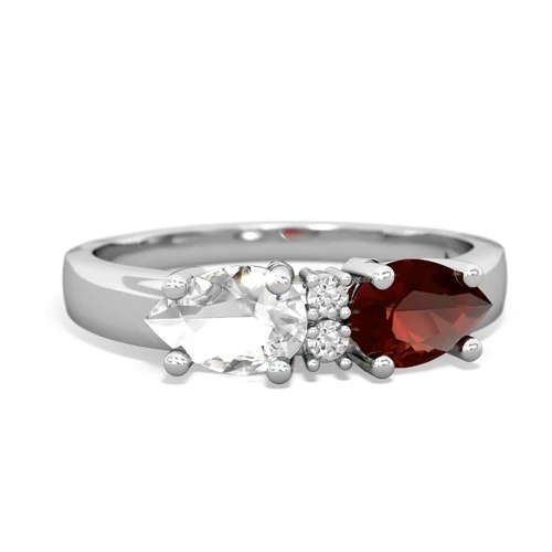 Garnet Genuine Garnet with Genuine White Topaz Pear Bowtie ring Ring