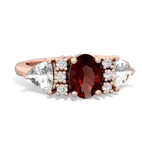 Garnet Genuine Garnet with Genuine White Topaz and Genuine Pink Tourmaline Antique Style Three Stone ring Ring