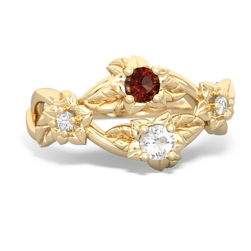 Garnet Genuine Garnet with Genuine White Topaz Sparkling Bouquet ring Ring
