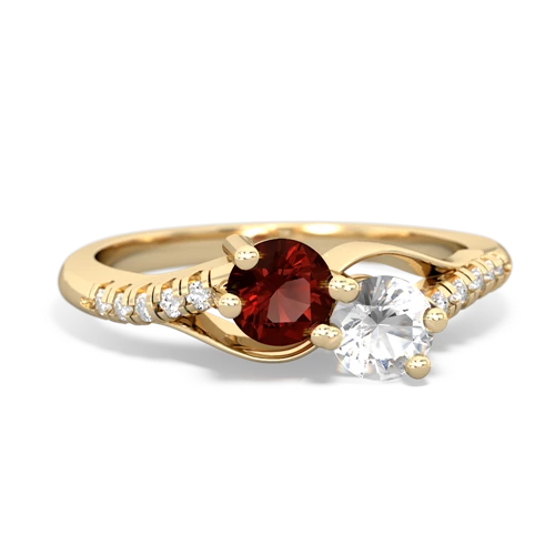 Garnet Genuine Garnet with Genuine White Topaz Two Stone Infinity ring Ring