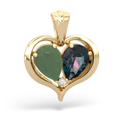 jade-alexandrite half heart whole pendant
