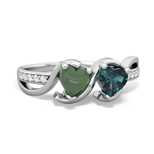 jade-alexandrite double heart ring