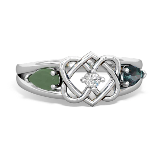 jade-alexandrite double heart ring