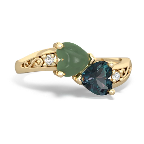 jade-alexandrite filligree ring