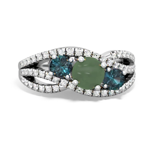 jade-alexandrite three stone pave ring