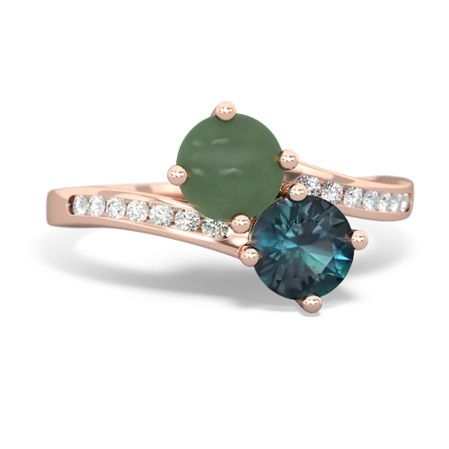 jade-alexandrite two stone channel ring