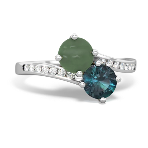 jade-alexandrite two stone channel ring