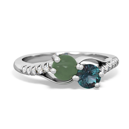 jade-alexandrite two stone infinity ring