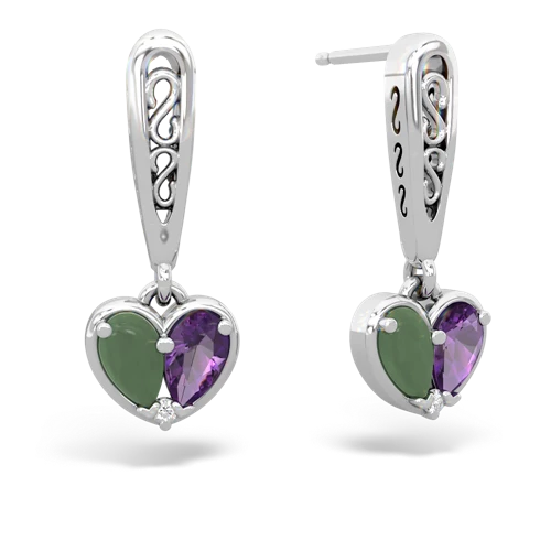 jade-amethyst filligree earrings