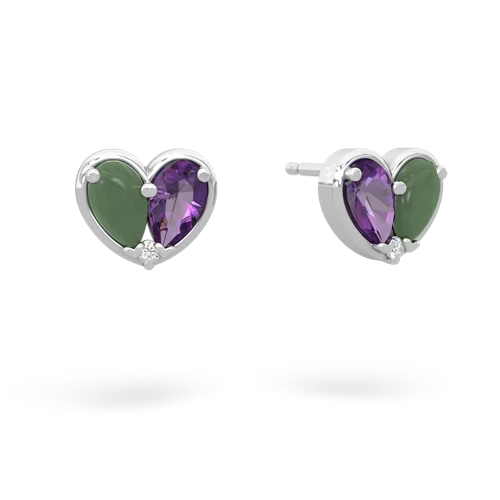 jade-amethyst one heart earrings