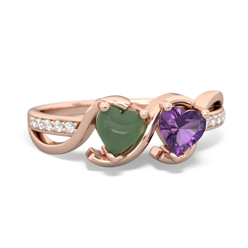 jade-amethyst double heart ring