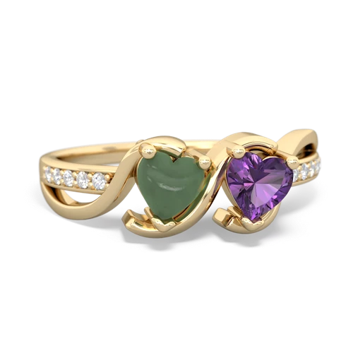 jade-amethyst double heart ring