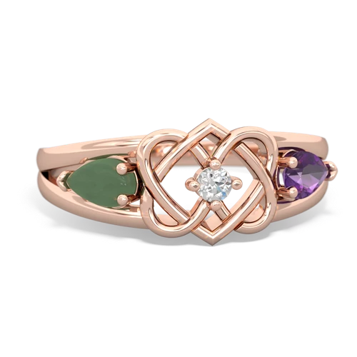 jade-amethyst double heart ring