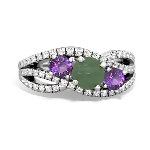 jade-amethyst three stone pave ring