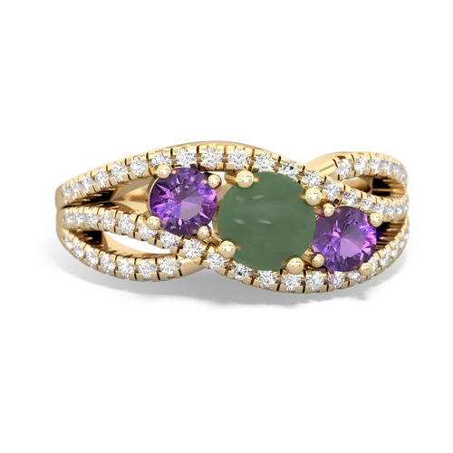 jade-amethyst three stone pave ring