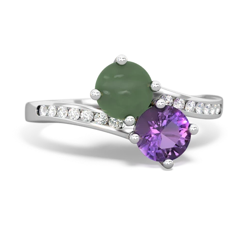 jade-amethyst two stone channel ring