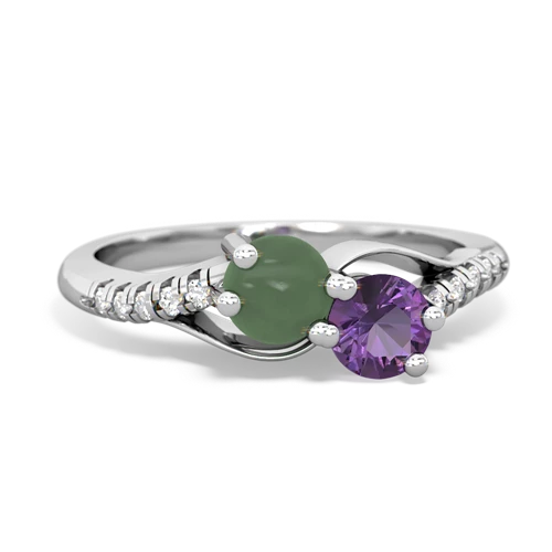jade-amethyst two stone infinity ring