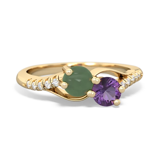 jade-amethyst two stone infinity ring