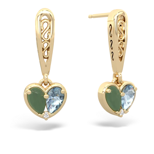 jade-aquamarine filligree earrings