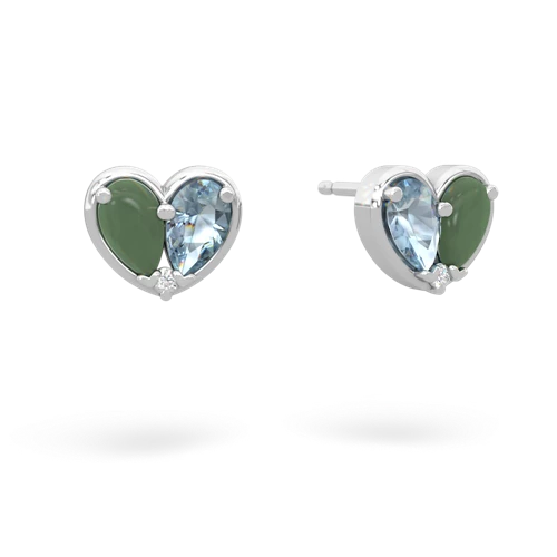jade-aquamarine one heart earrings