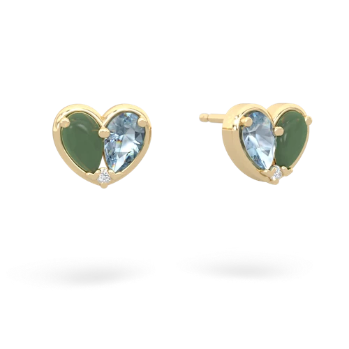 jade-aquamarine one heart earrings