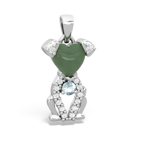 jade-aquamarine birthstone puppy pendant