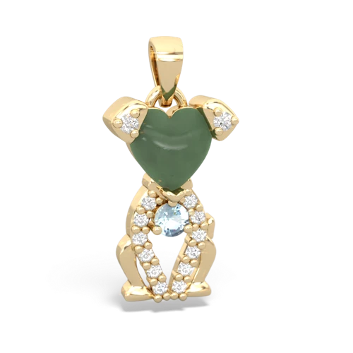 jade-aquamarine birthstone puppy pendant