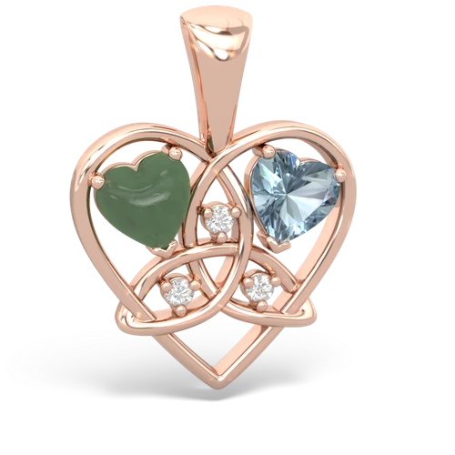 jade-aquamarine celtic heart pendant