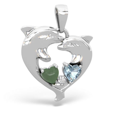 jade-aquamarine dolphins pendant