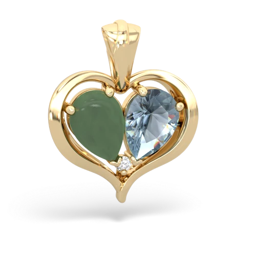 jade-aquamarine half heart whole pendant