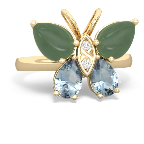 jade-aquamarine butterfly ring