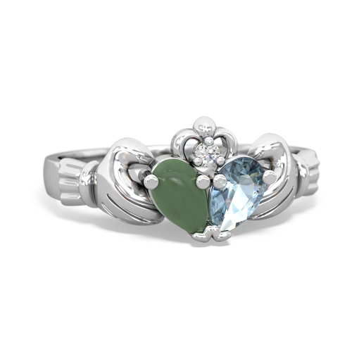 jade-aquamarine claddagh ring