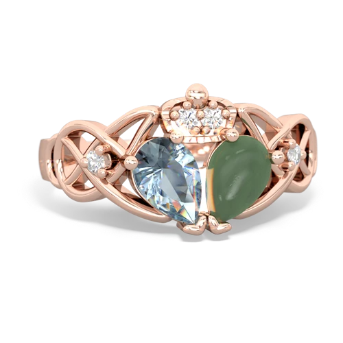 jade-aquamarine claddagh ring