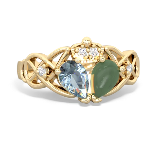 jade-aquamarine claddagh ring