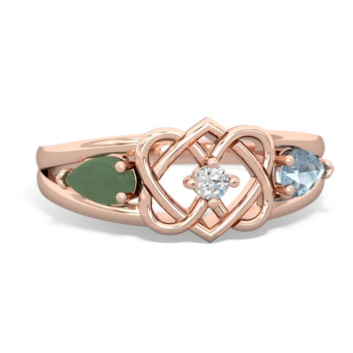 jade-aquamarine double heart ring