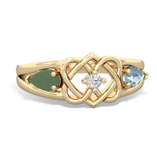 jade-aquamarine double heart ring