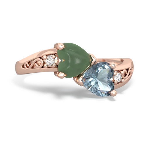 jade-aquamarine filligree ring