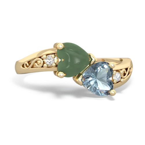 jade-aquamarine filligree ring